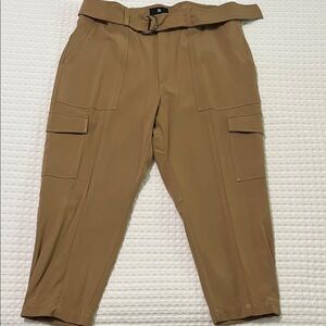 Banana Republic Camel Cropped Cargo Trousers with D-Ring Belt